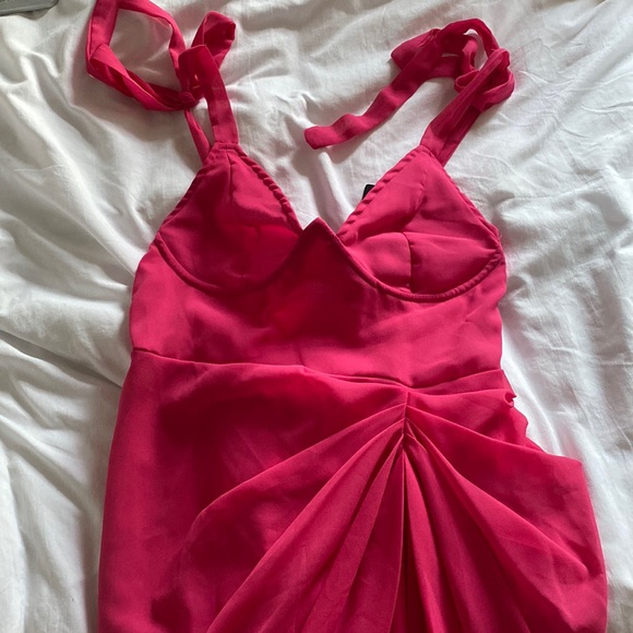 PrettyLittleThing | Dresses | Pretty Little Thing Hot Pink Underwire Draped  Midi Dress | Poshmark